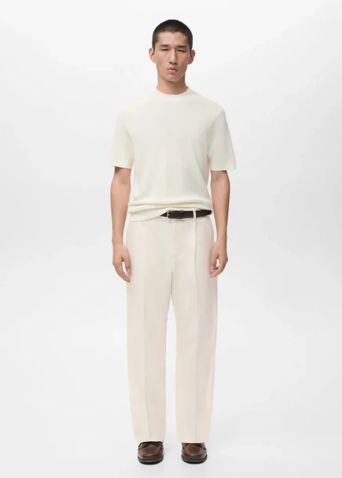 Pantalon fluide à pinces et coupe classique Pantalon fluide à pinces et coupe classique