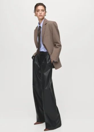 Pantalon large en simili cuir