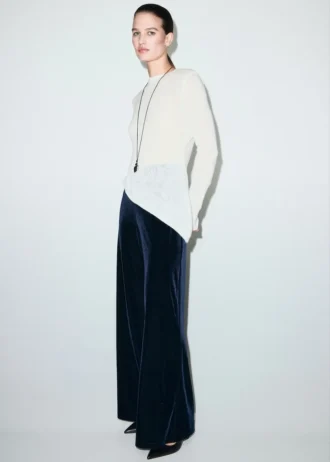 Pantalon large en velours