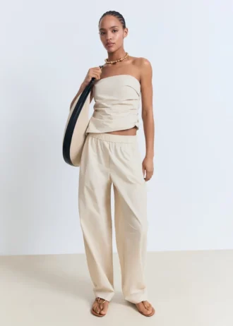 Pantalon paperbag en coton