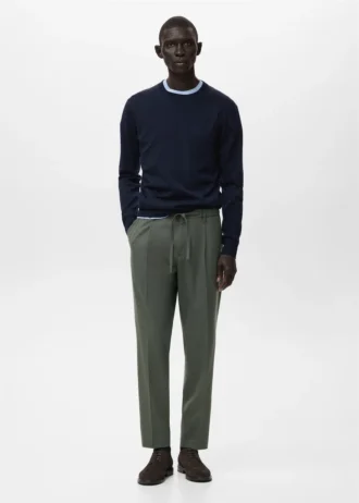 Pantalon à pinces en velours côtelé, coupe classique