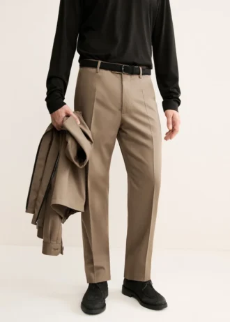 Pantalon plissé 100 % laine vierge