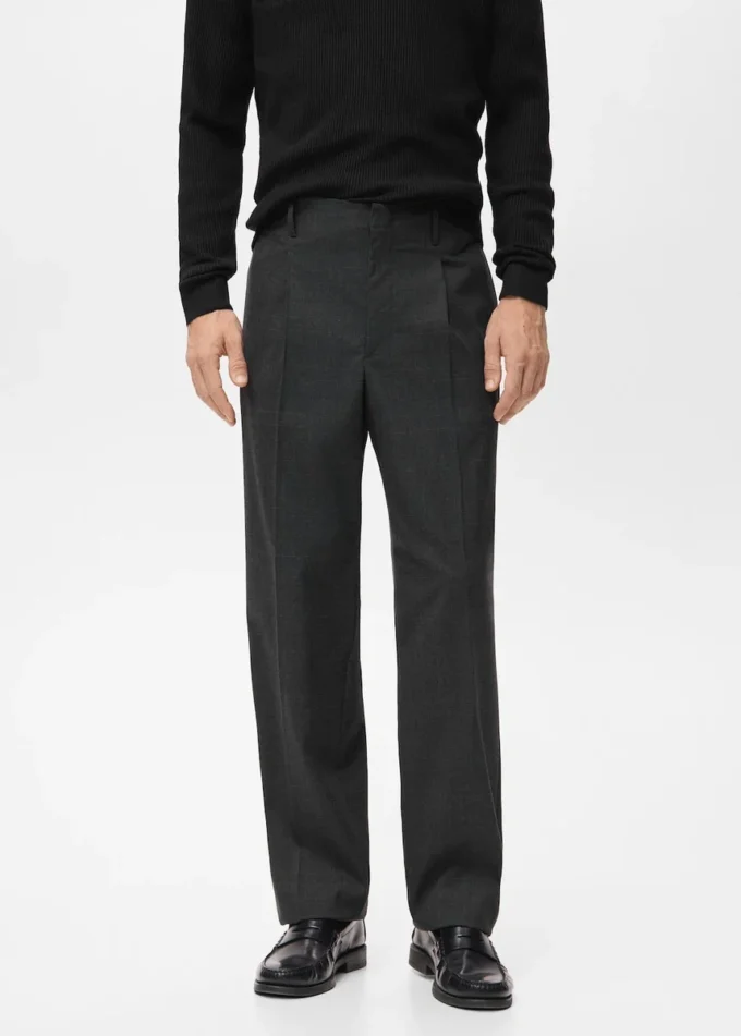 Pantalon plissé coupe décontractée Pantalon plissé coupe décontractée