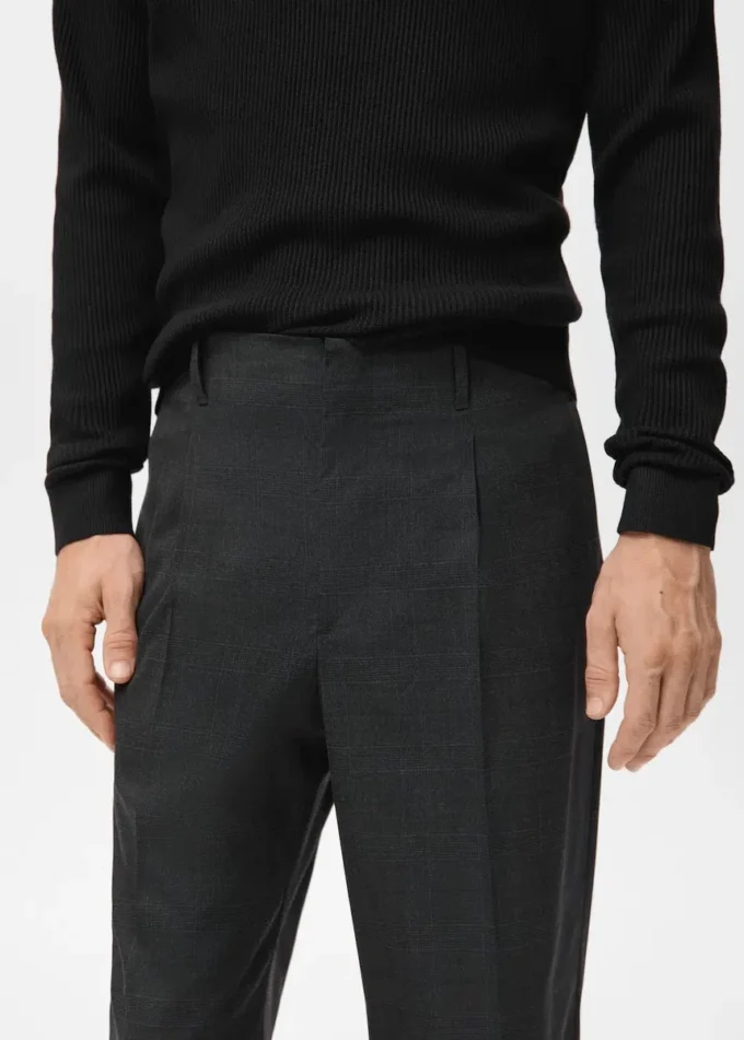 Pantalon plissé coupe décontractée Pantalon plissé coupe décontractée