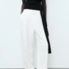 Pantalon plissé en lin mélangé Pantalon plissé en lin mélangé
