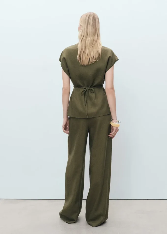 Pantalon plissé en lin mélangé Pantalon plissé en lin mélangé