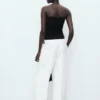 Pantalon plissé en lin mélangé Pantalon plissé en lin mélangé