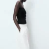 Pantalon plissé en lin mélangé Pantalon plissé en lin mélangé