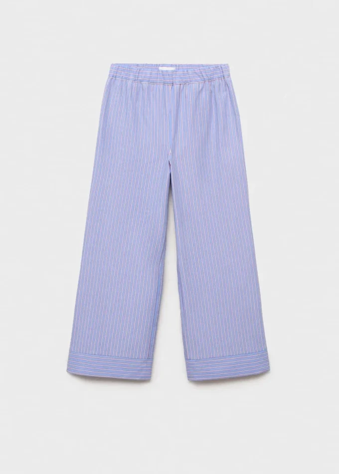 Pantalon rayé en coton