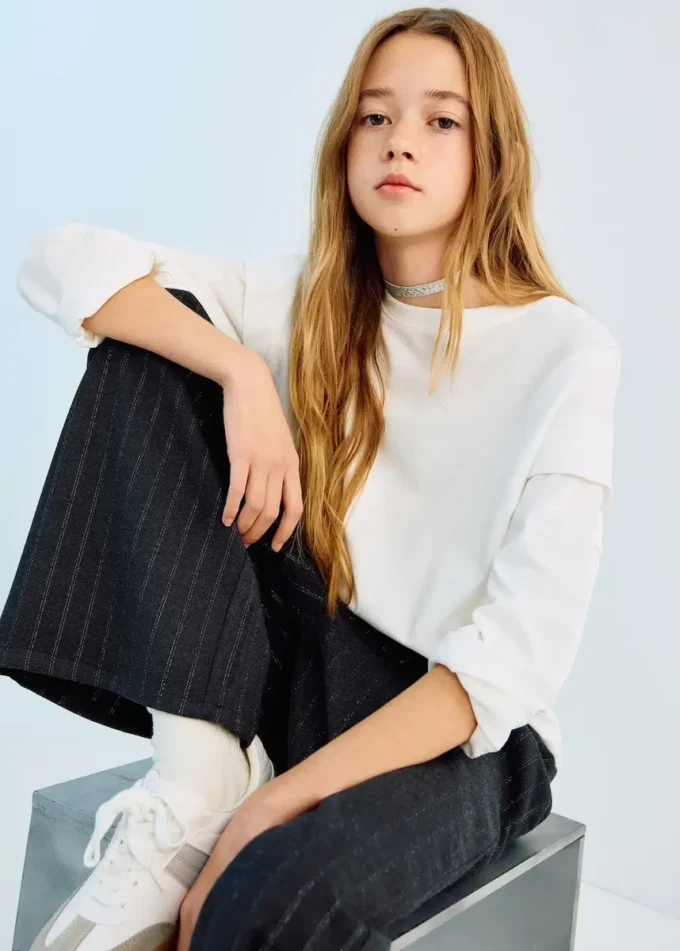 Pantalon rayé en lurex