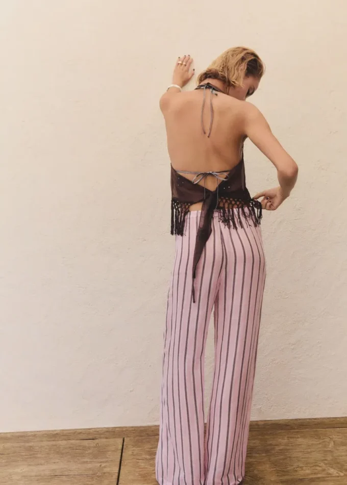 Pantalon rayé en ramie Pantalon rayé en ramie