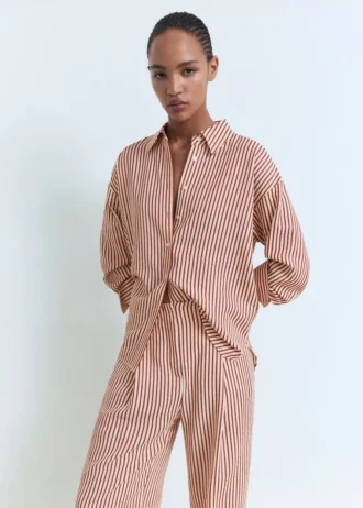 Pantalon à rayures plissé