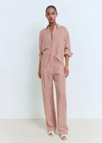 Pantalon à rayures plissé
