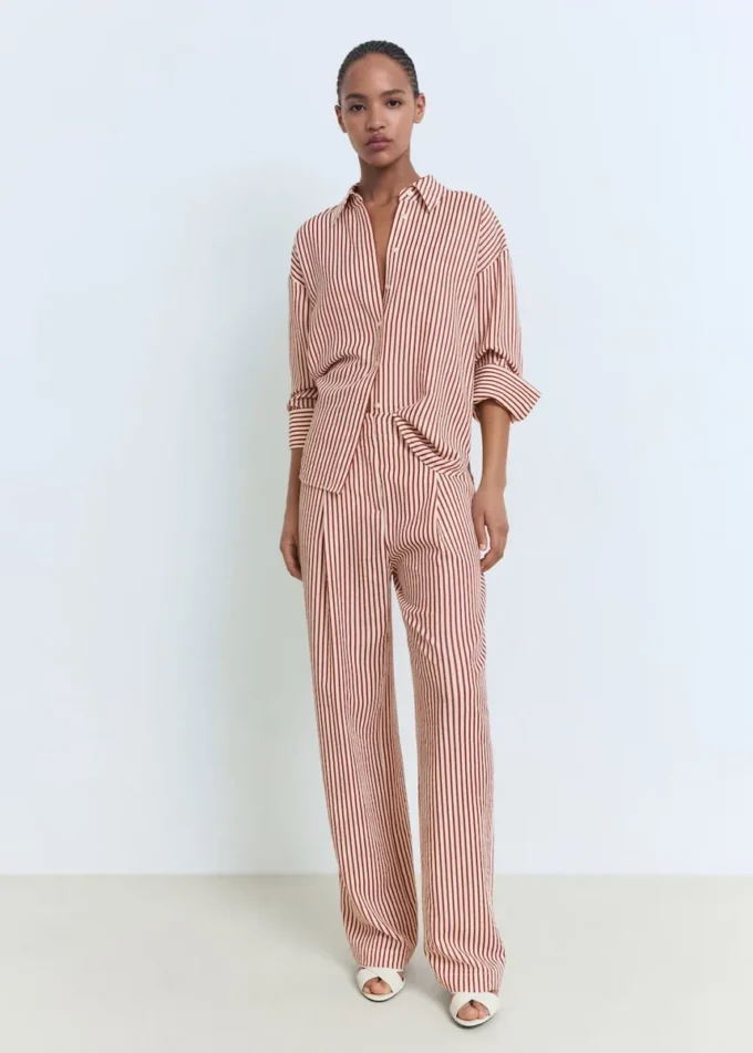 Pantalon à rayures plissé Pantalon à rayures plissé