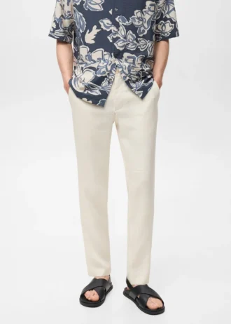 Pantalon slim 100 % lin