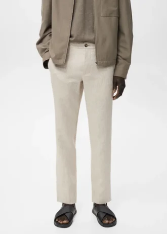 Pantalon slim 100 % lin