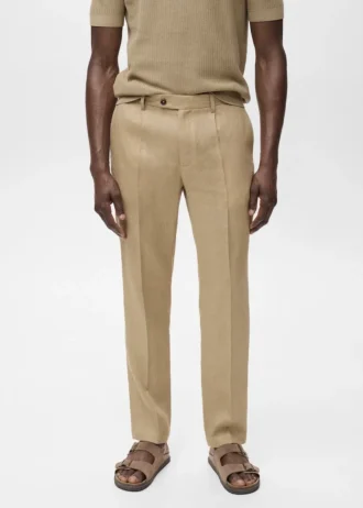 Pantalon slim 100 % lin