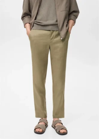 Pantalon slim 100 % lin