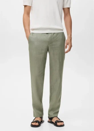 Pantalon slim 100 % lin