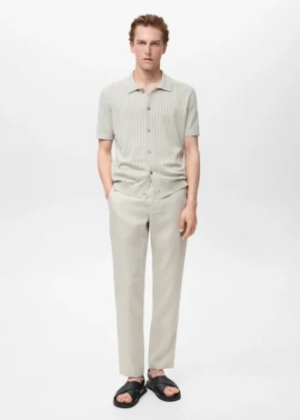 Pantalon slim 100 % lin