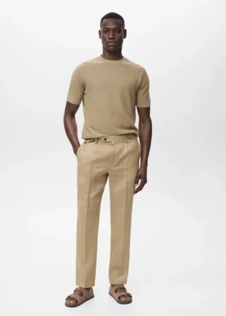 Pantalon slim 100 % lin