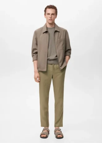 Pantalon slim 100 % lin