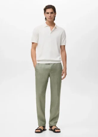 Pantalon slim 100 % lin