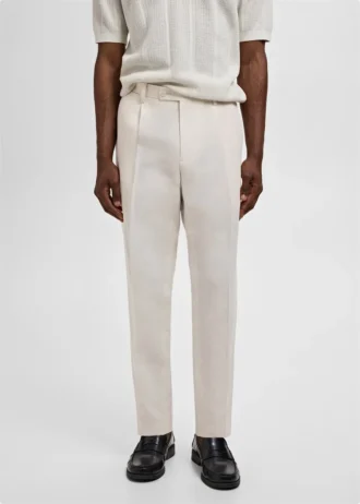Pantalon slim en lin à pinces