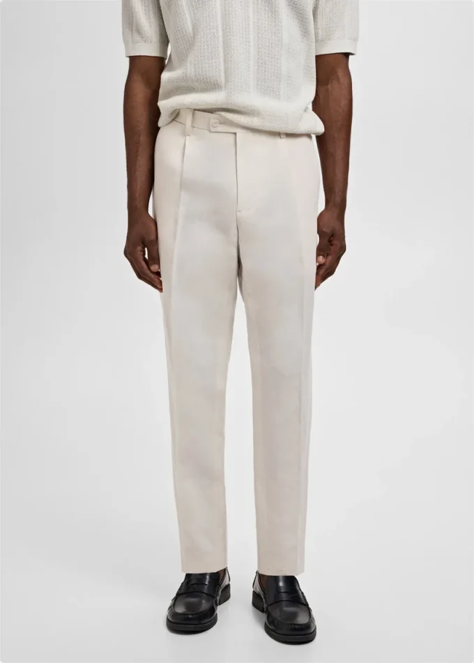 Pantalon slim en lin à pinces Pantalon slim en lin à pinces