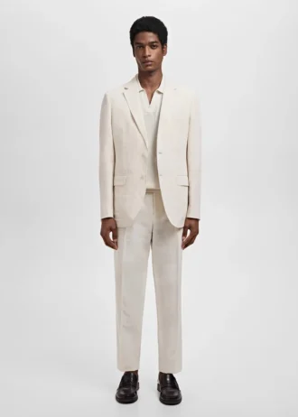 Pantalon slim en lin à pinces