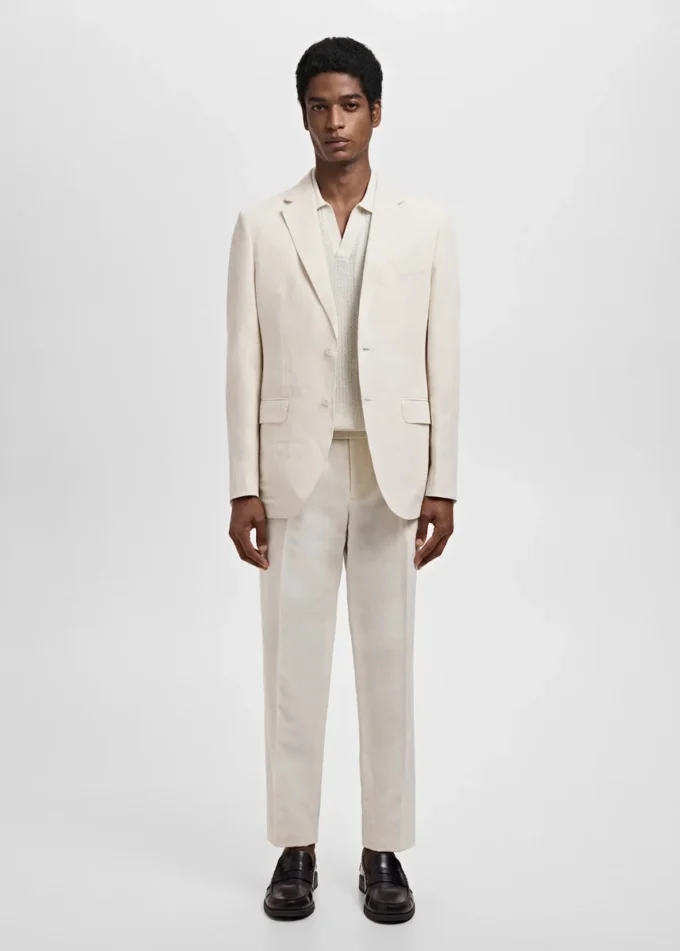 Pantalon slim en lin à pinces Pantalon slim en lin à pinces