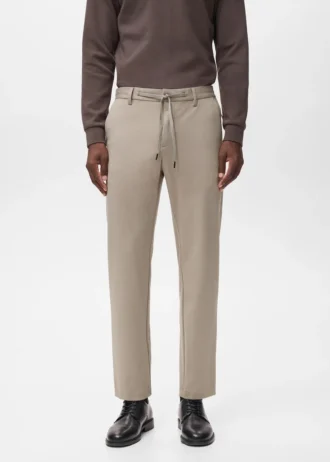 Pantalon slim en tissu extensible avec cordon de serrage Pantalon slim en tissu extensible avec cordon de serrage