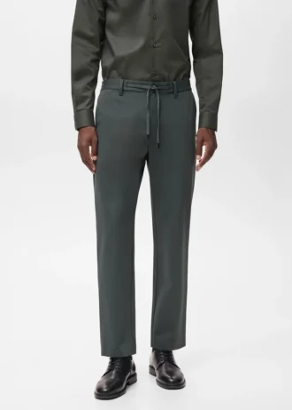 Pantalon slim en tissu extensible avec cordon de serrage Pantalon slim en tissu extensible avec cordon de serrage