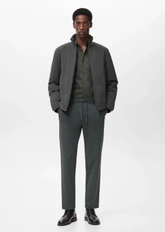 Pantalon slim en tissu extensible avec cordon de serrage Pantalon slim en tissu extensible avec cordon de serrage