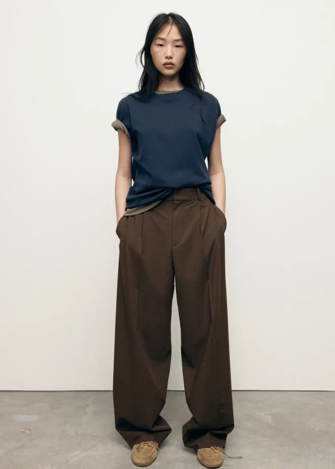 Pantalon taille basse à jambes larges Pantalon taille basse à jambes larges