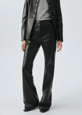 Pantalon évasé 100 % cuir