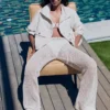 Pantalon évasé en crochet Pantalon évasé en crochet