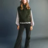 Pantalon évasé en faux velours