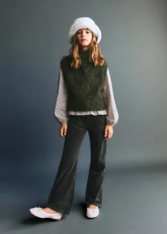 Pantalon évasé en faux velours