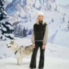 Pantalon évasé en faux velours