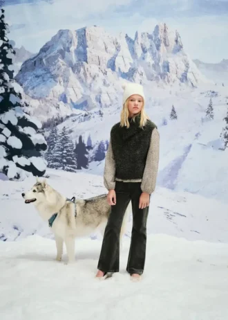 Pantalon évasé en faux velours