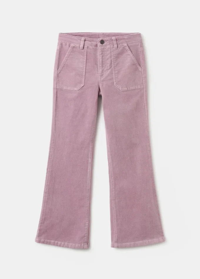 Pantalon évasé en faux velours