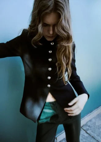 Pantalon évasé en simili cuir