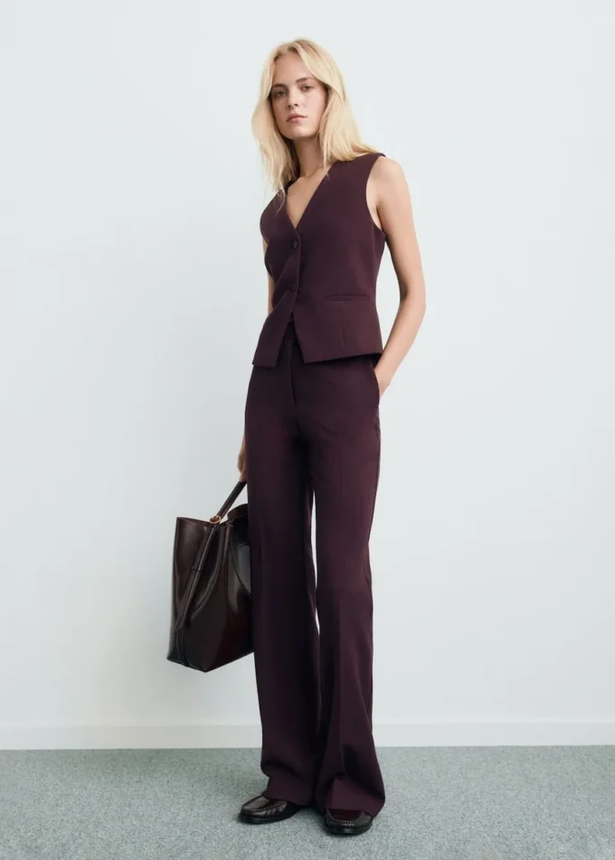 Pantalon évasé taille moyenne Pantalon évasé taille moyenne