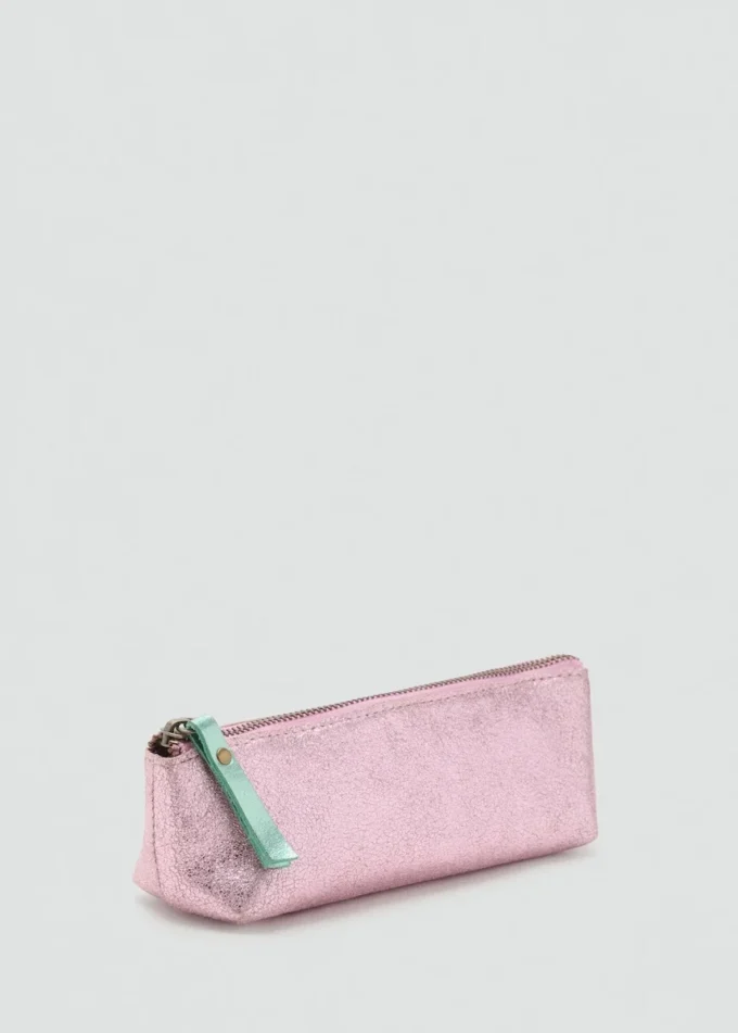 Pochette en cuir effet métallisé