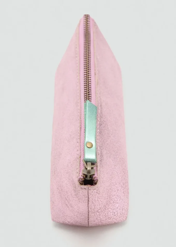 Pochette en cuir effet métallisé