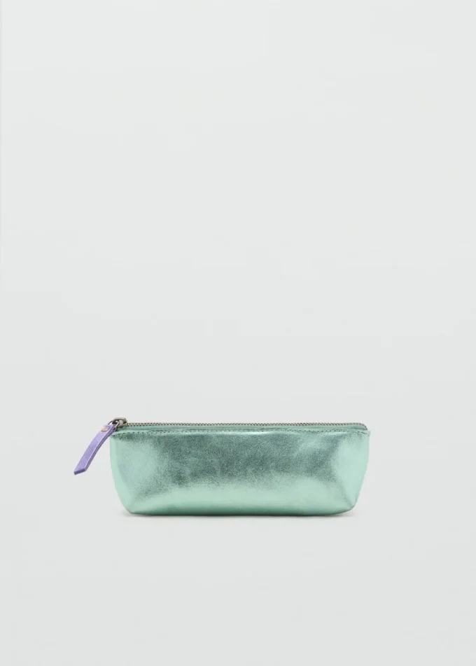 Pochette en cuir effet métallisé