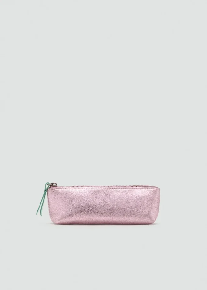 Pochette en cuir effet métallisé