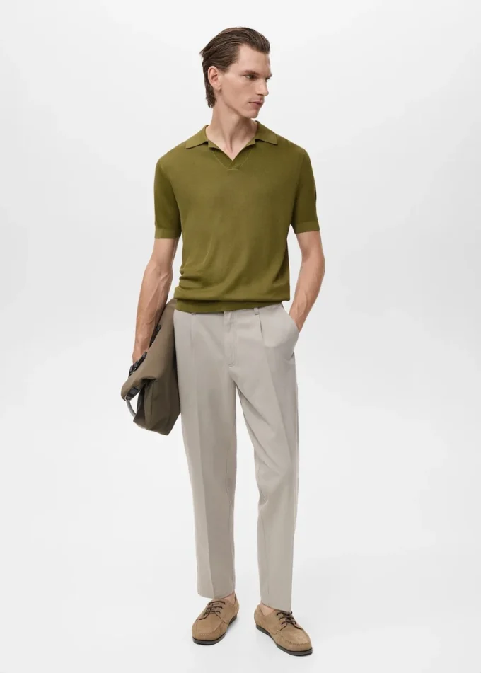 Polo en coton avec microstructure Polo en coton avec microstructure