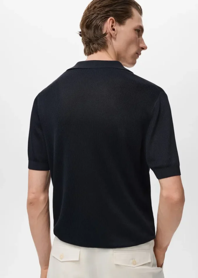 Polo en coton avec microstructure Polo en coton avec microstructure